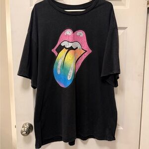 The Rolling Stones Black Tee with Vibrant Graphic